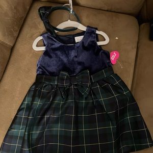 The Children’s Place - Toddler 3t Girls Plaid Velour Knit to woven dress